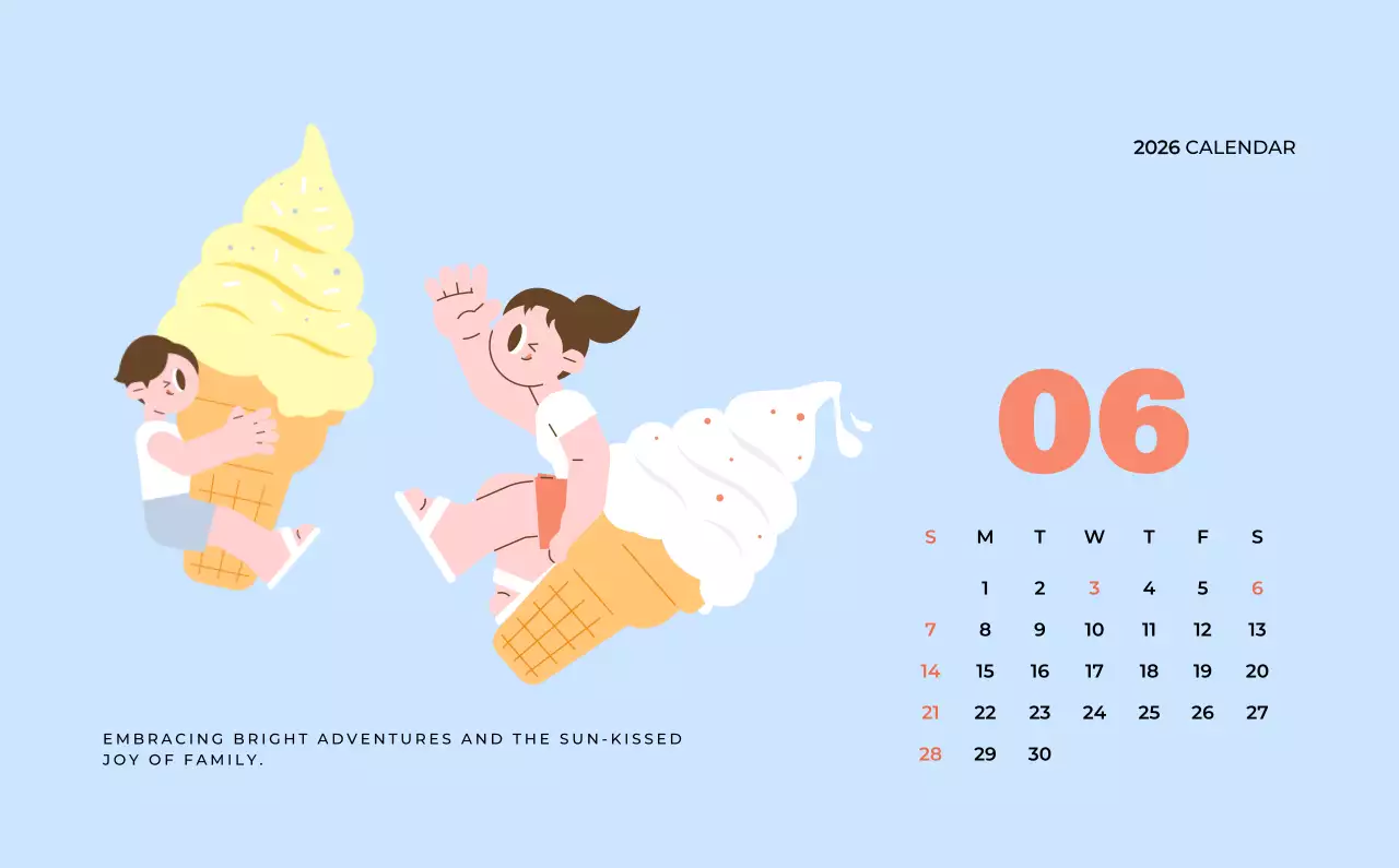 베이지 아기자기한 가족 달력