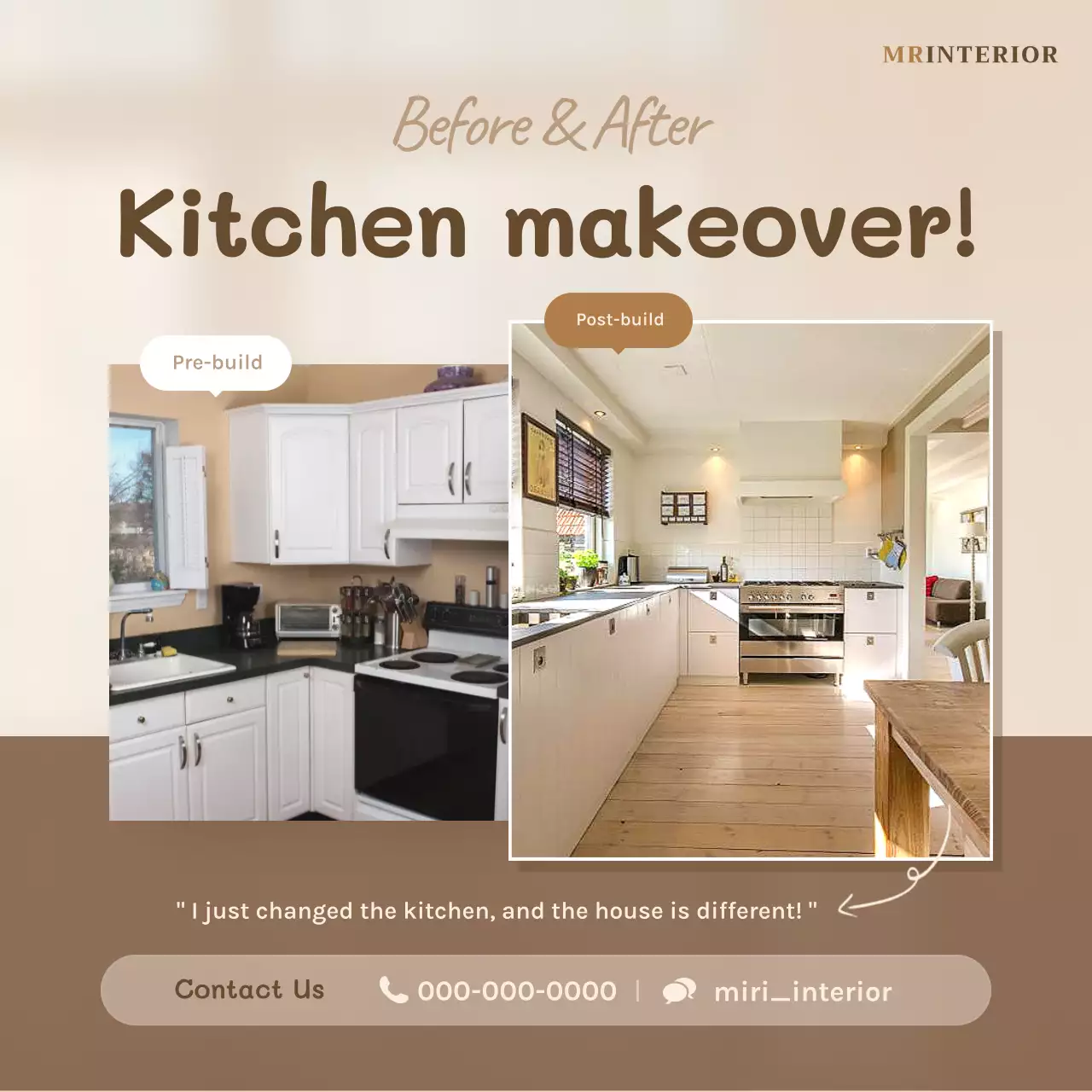 quảng cáo nhà bếp hiện đại màu be