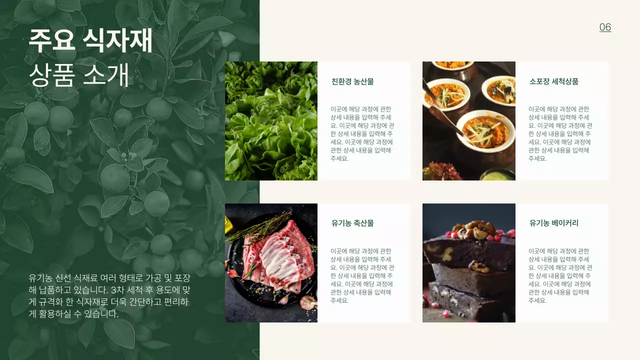 초록의 심플한 식품 유통 제안서