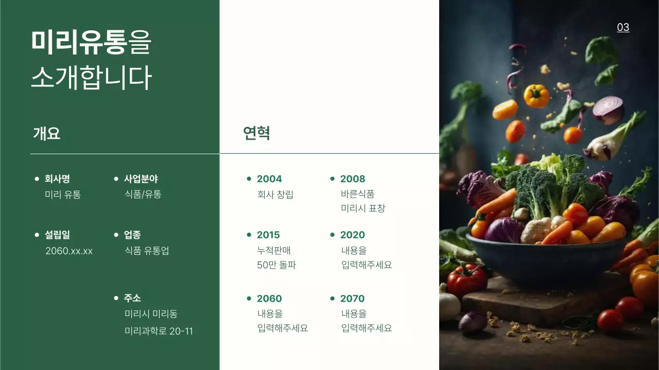 초록의 심플한 식품 유통 제안서