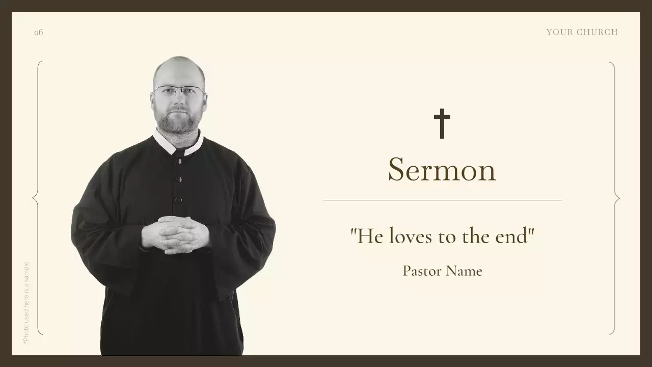 베이지색 우아한 예배 초대장 프레젠테이션