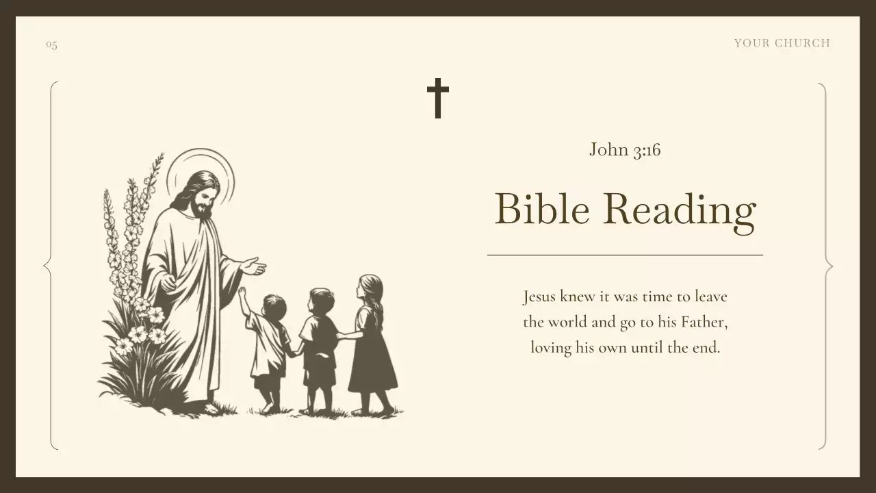 베이지색 우아한 예배 초대장 프레젠테이션