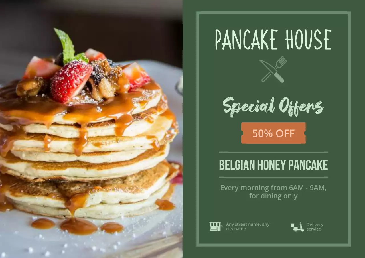 Classic green restaurant menu promotion