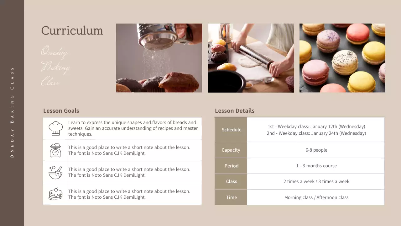 Bài thuyết trình đề xuất lớp học làm bánh Brown Rustic