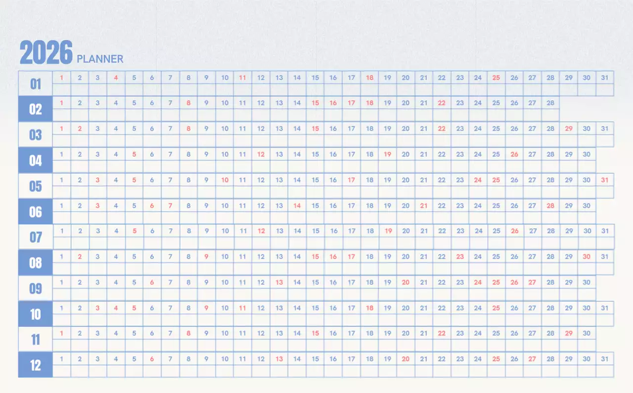 빨강 심플 캘린더 달력