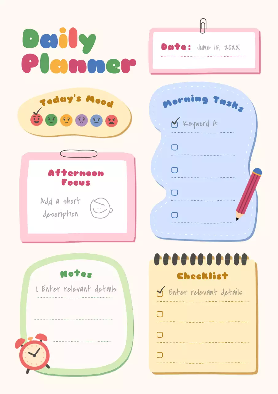 Colorful Planner Schedule Poster