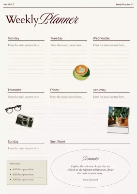Beige Minimal Weekly Planner