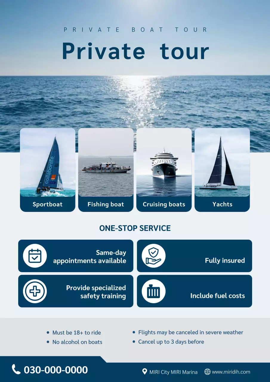 blue modern boat promotion