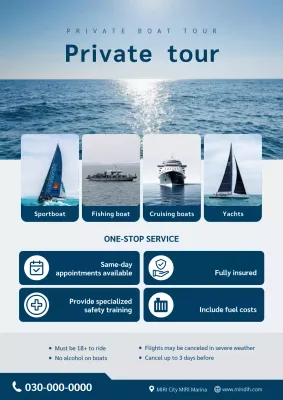 blue modern boat promotion