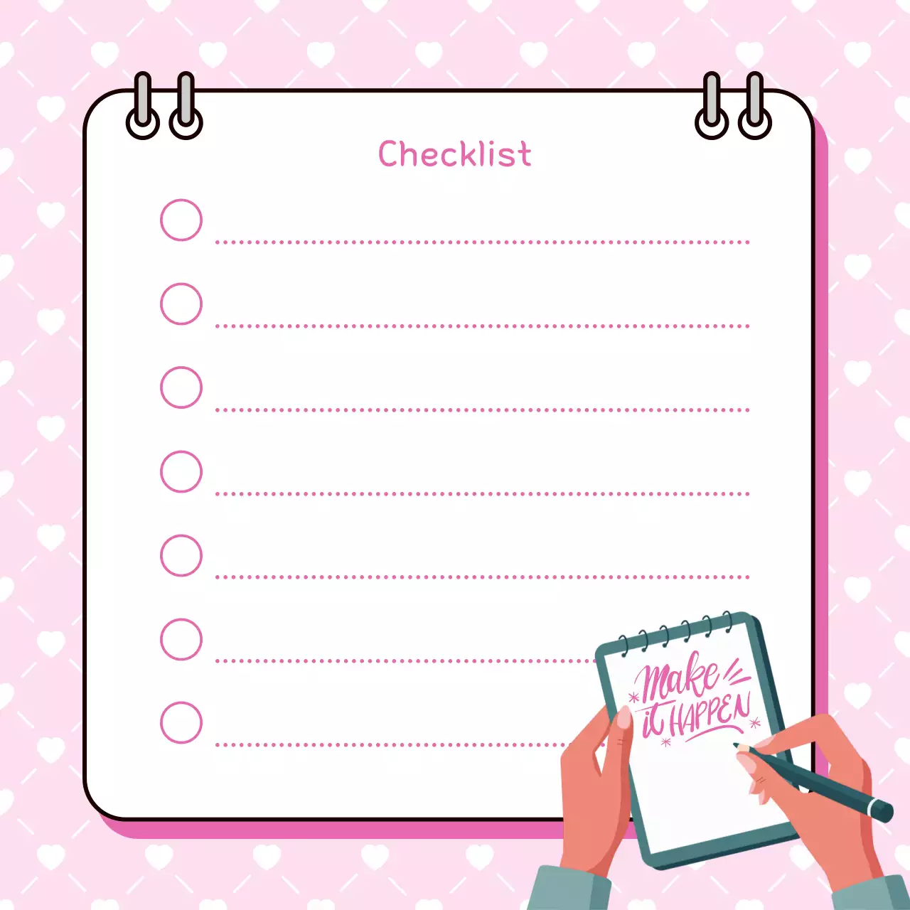 Perencana Daftar Periksa Retro Merah Muda