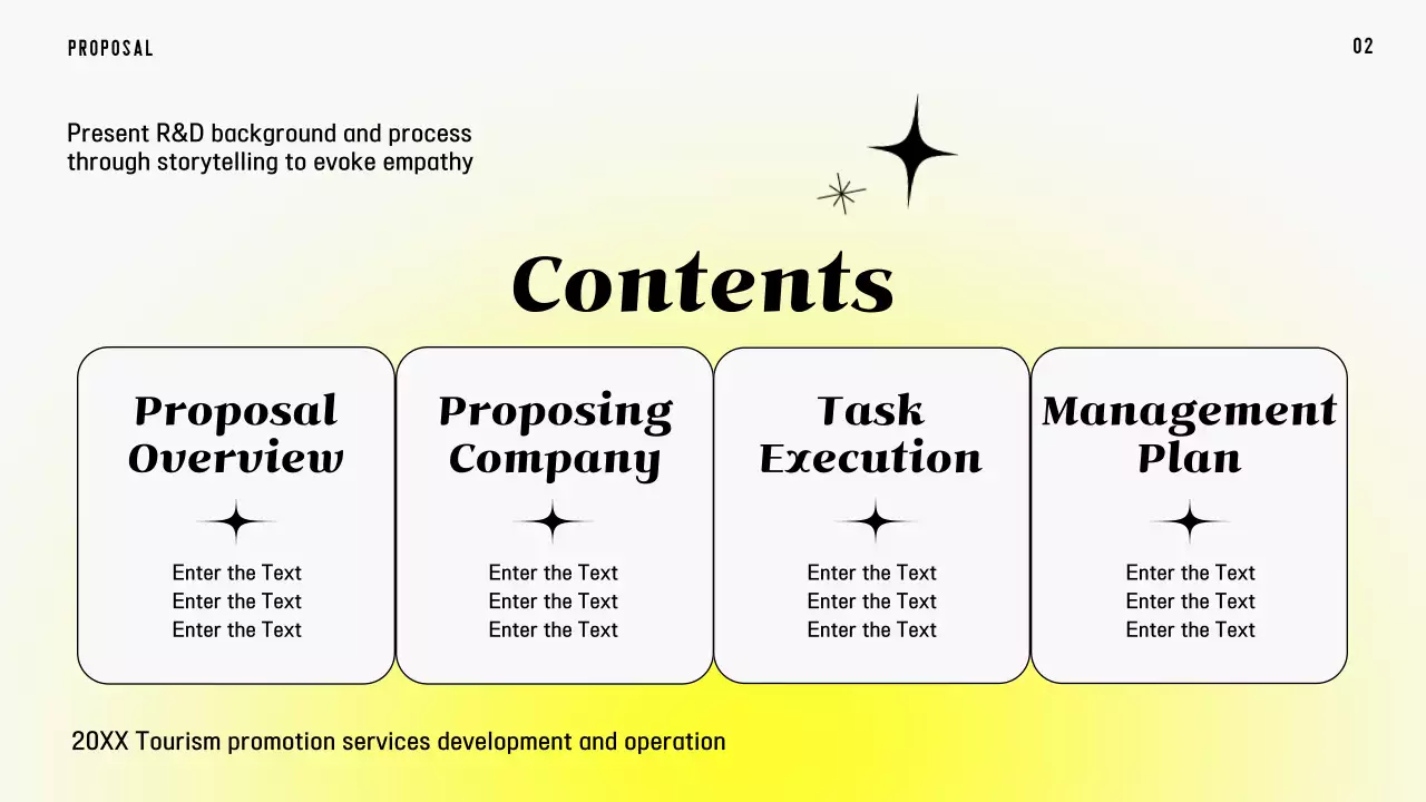 형광 노란색 그라데이션과 라인 컨셉의 입찰 제안서