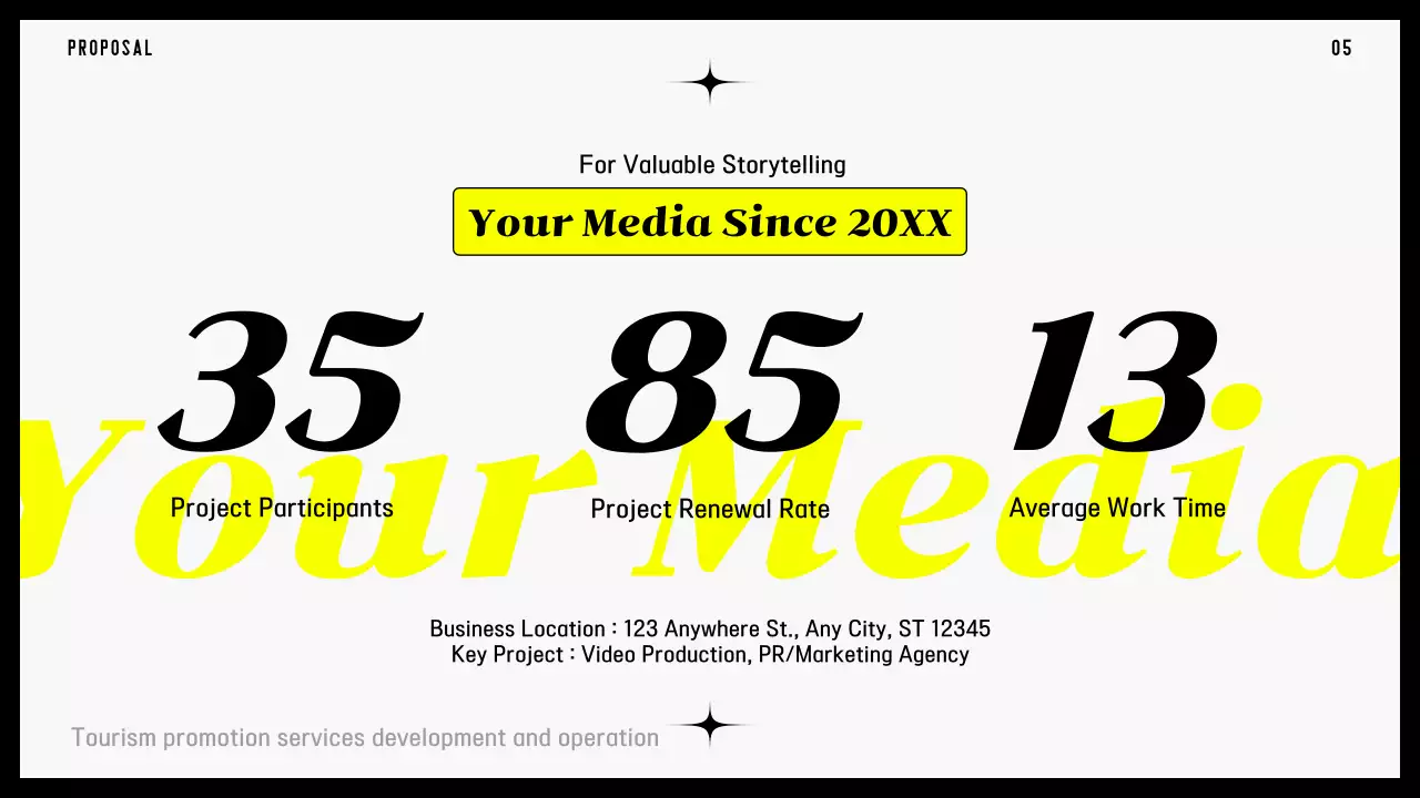 형광 노란색 그라데이션과 라인 컨셉의 입찰 제안서