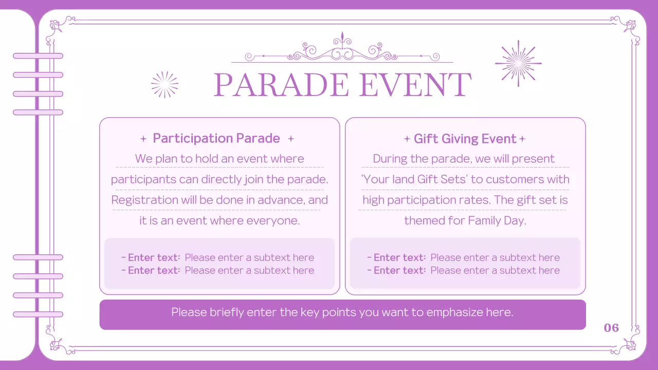 Purple Elegant Parade Document Presentation