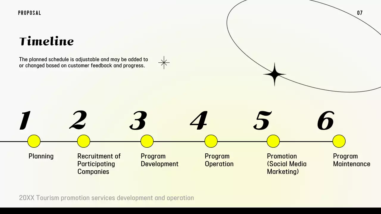 형광 노란색 그라데이션과 라인 컨셉의 입찰 제안서