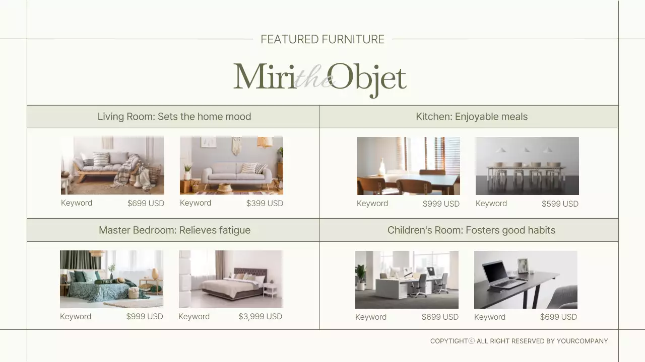 Olive and white Miridovje furniture in olive and white color Product introduction Interior furniture Introduction Seasonal products