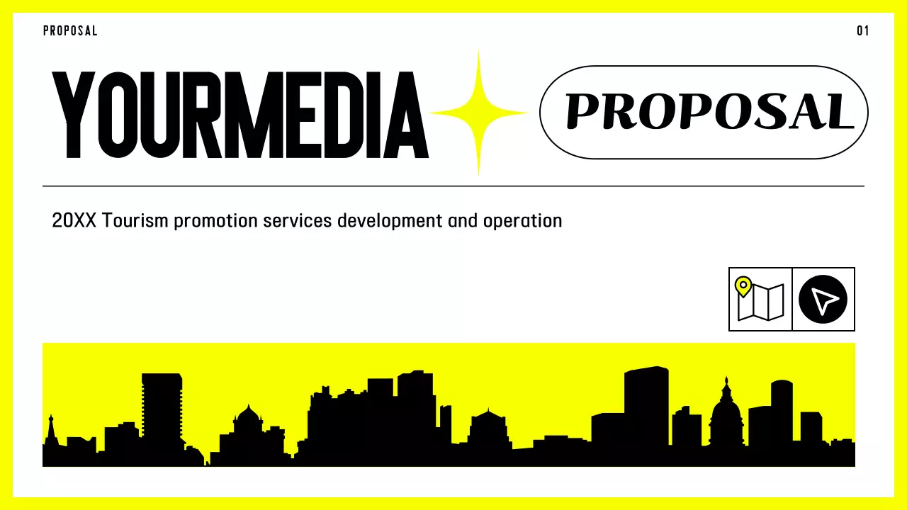 형광 노란색 그라데이션과 라인 컨셉의 입찰 제안서