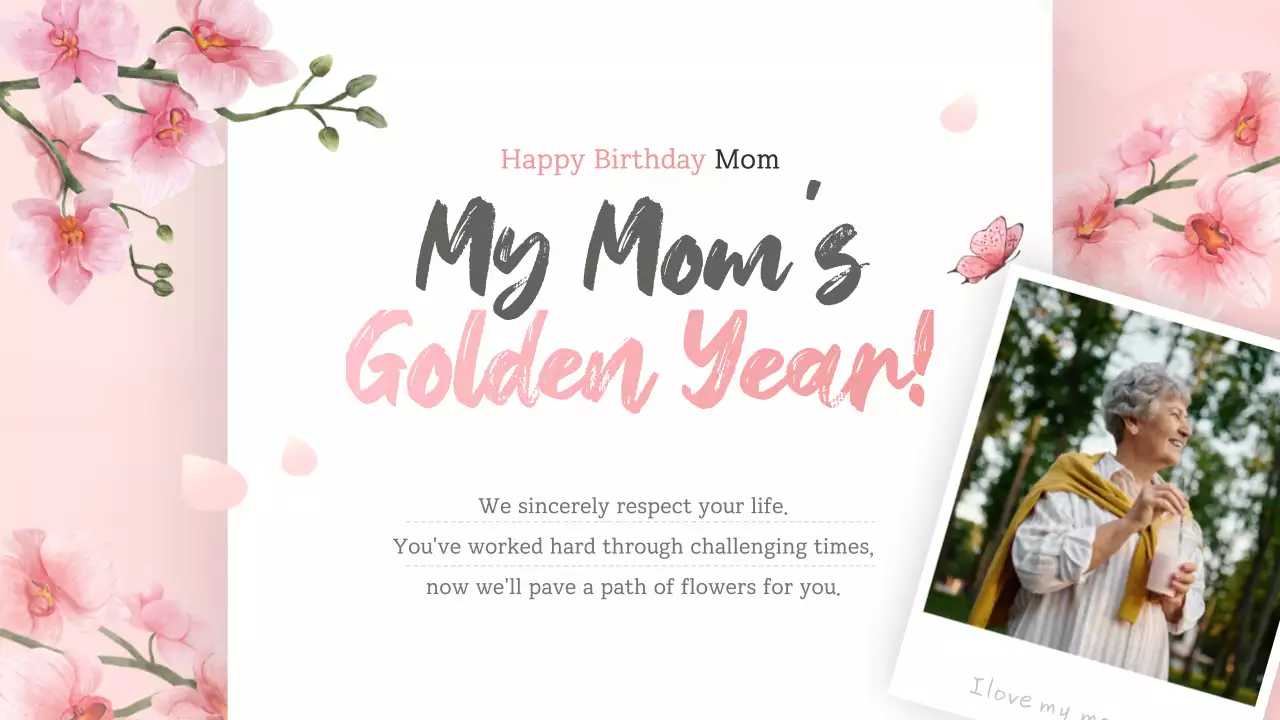 핑크색 우아한 생일 초대장 프레젠테이션