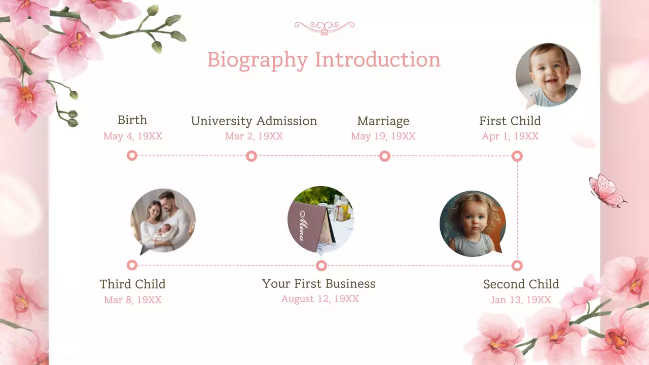 핑크색 우아한 생일 초대장 프레젠테이션