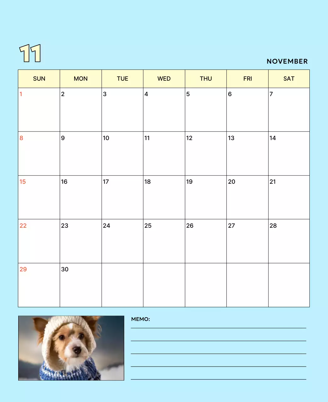 베이지 아기자기한 반려동물 달력