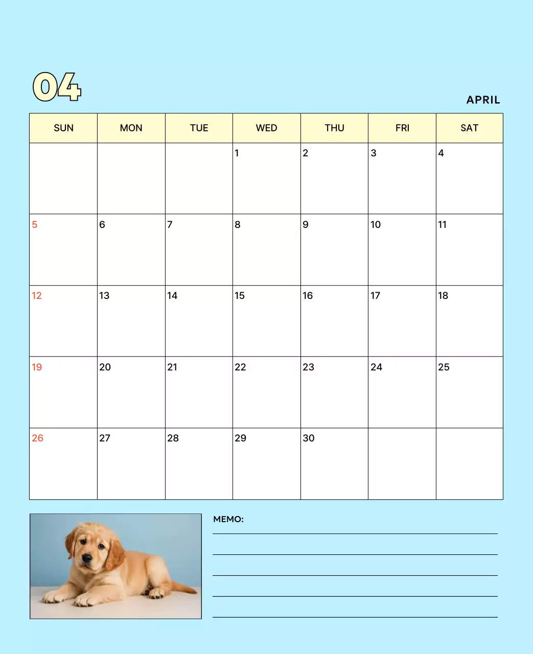 베이지 아기자기한 반려동물 달력