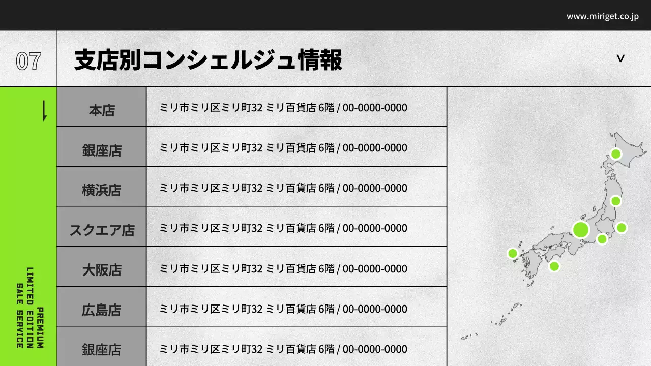 黒と白と緑のデパートVIP特典案内プレゼンテーション