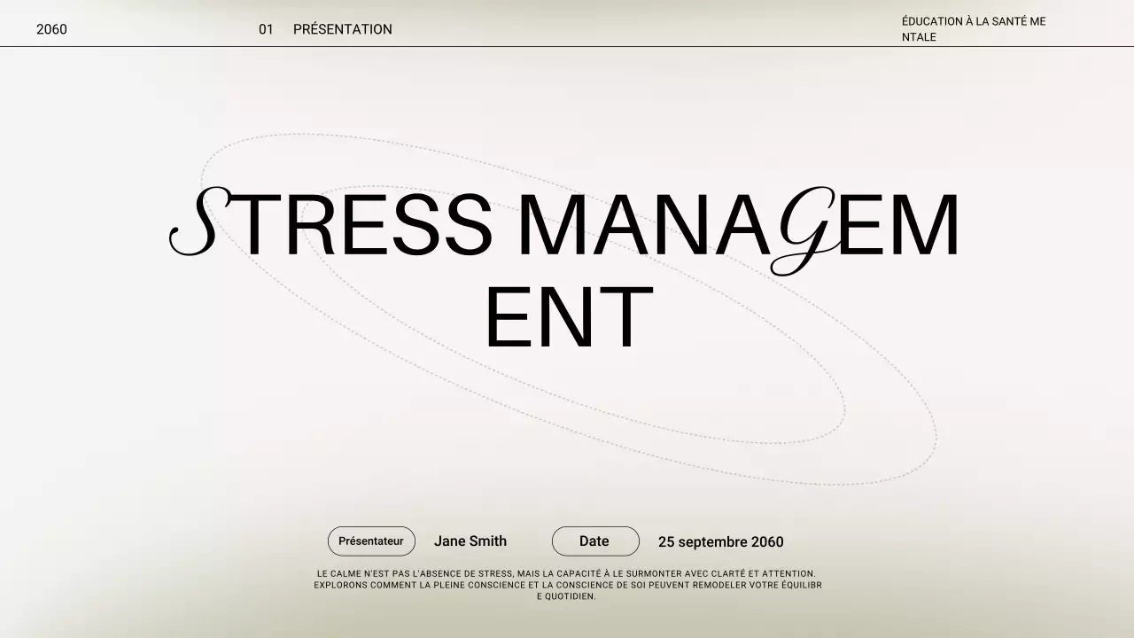 Présentation de conférence sur le stress minimal beige