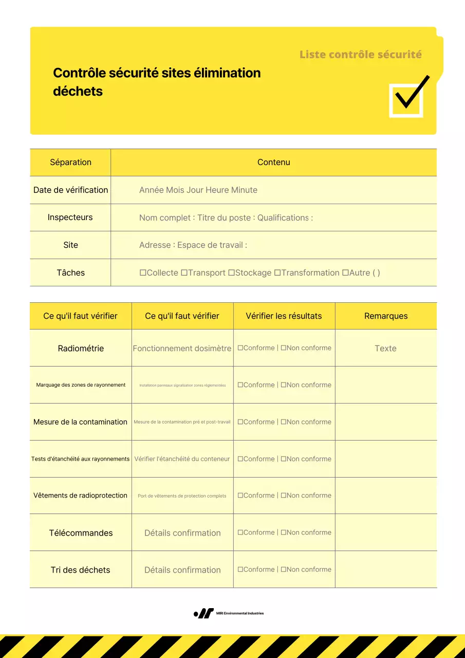 Contrôle de sécurité simple jaune