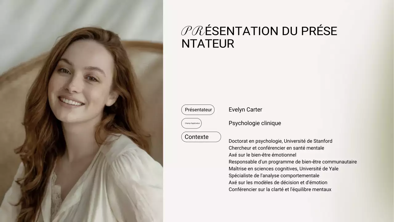 Présentation de conférence sur le stress minimal beige