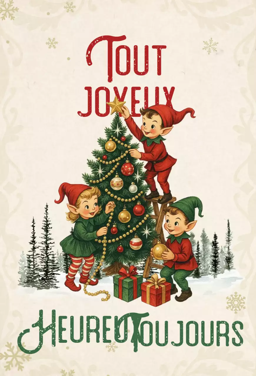 Carte postale de Noël vintage vert clair