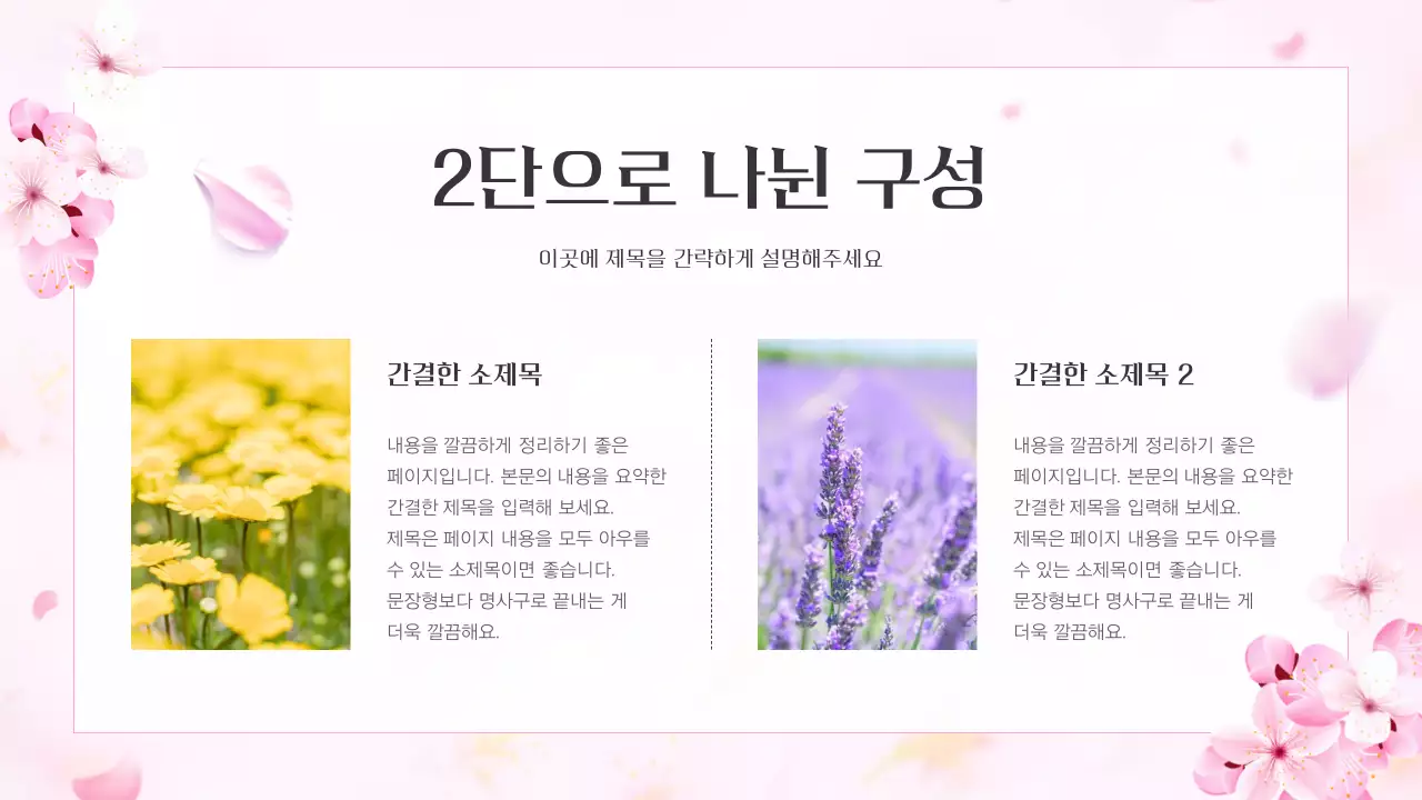핑크색과 자연적인 봄 벛꽃 발표자료