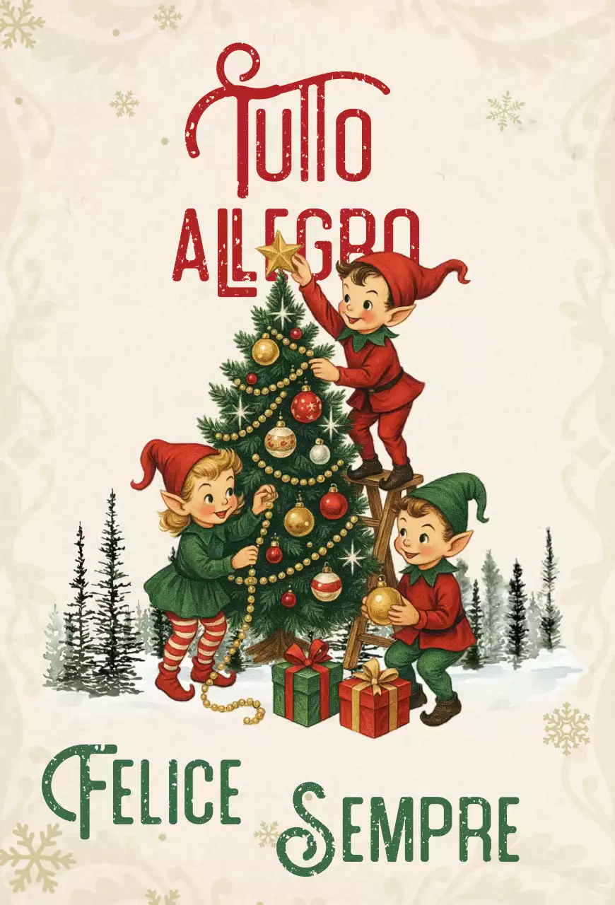 Cartolina di Natale vintage verde chiaro