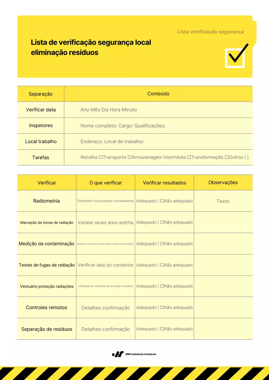 Verificação de segurança simples amarela