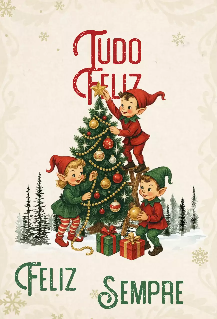 Cartão postal de Natal vintage verde claro