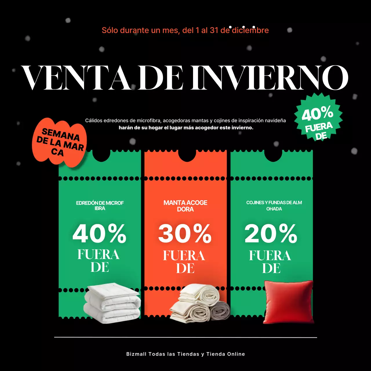 Rebajas de invierno modernas en negro