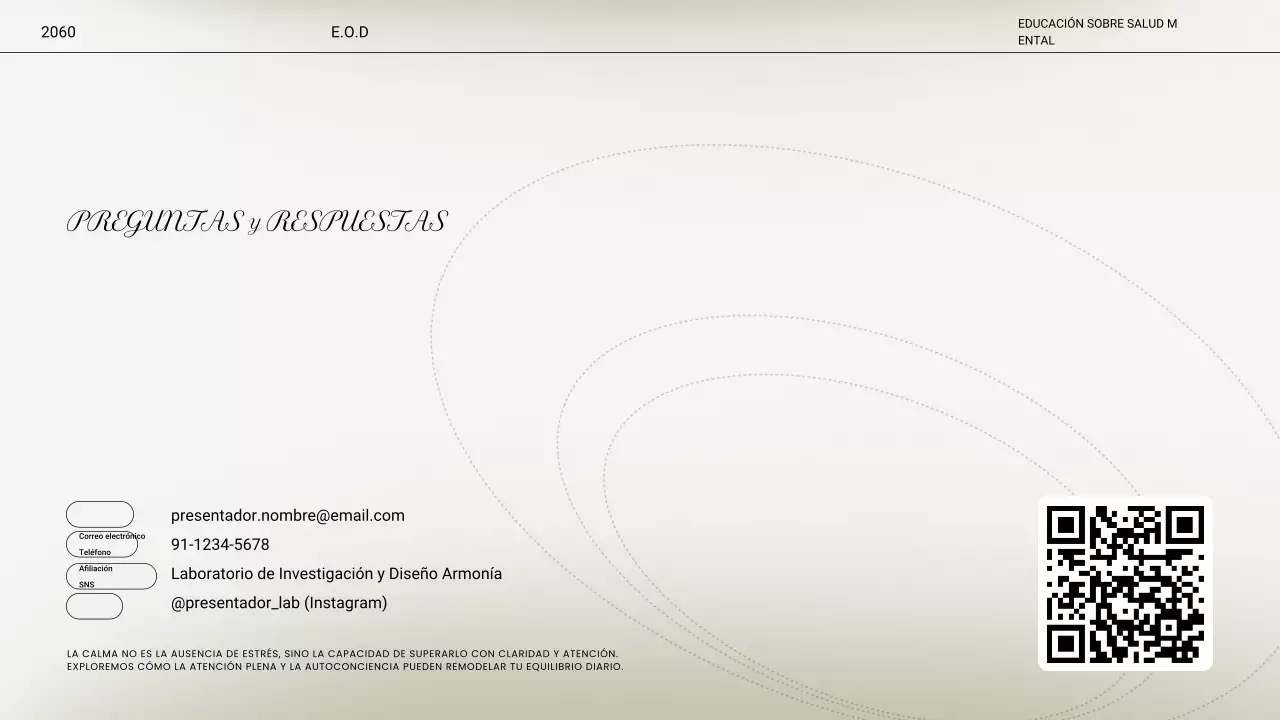 Presentación de la conferencia sobre el estrés mínimo en color beige