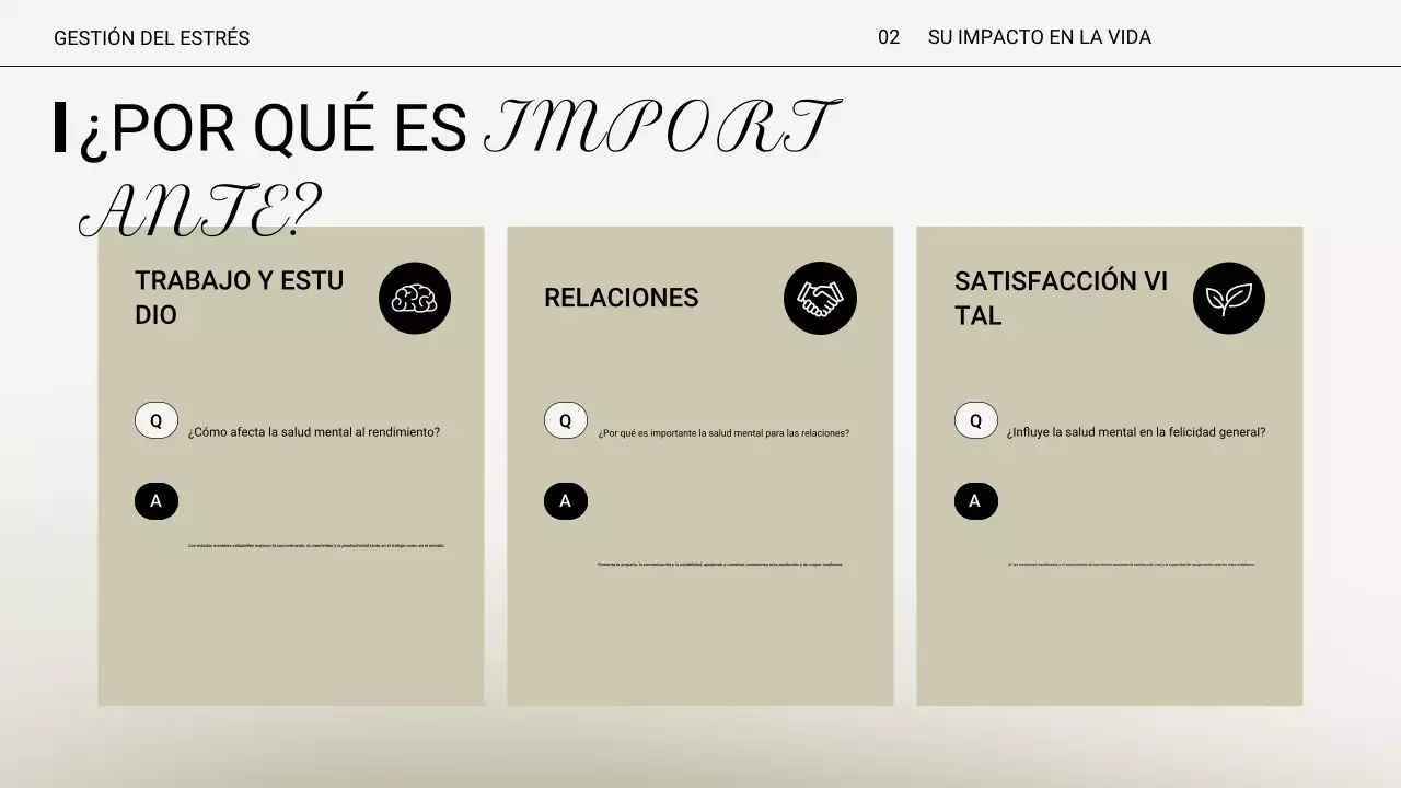 Presentación de la conferencia sobre el estrés mínimo en color beige