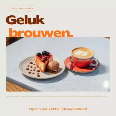 Beige moderne café-advertentie