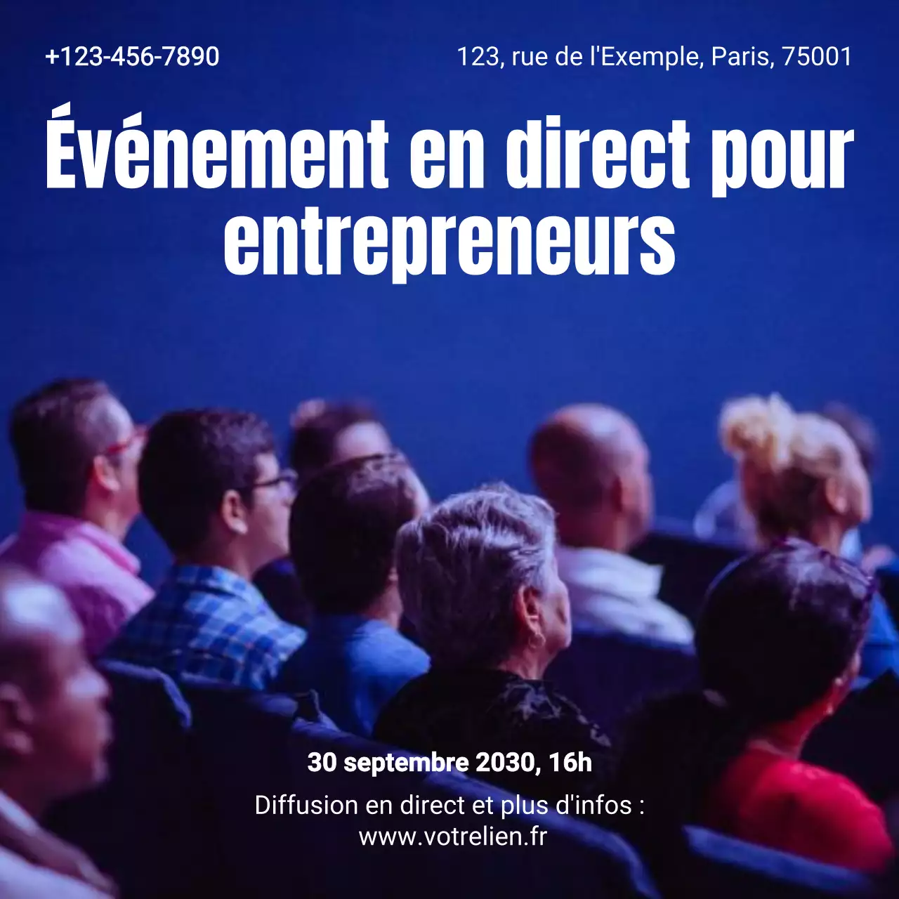 Annonce d'événement pour entrepreneurs professionnels bleus