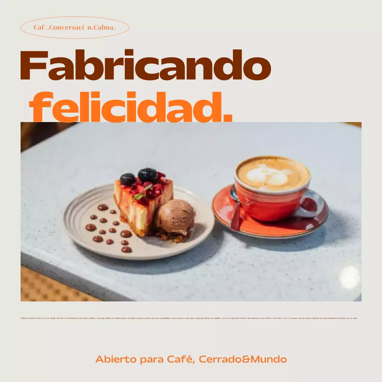 Anuncio de cafetería moderna color beige