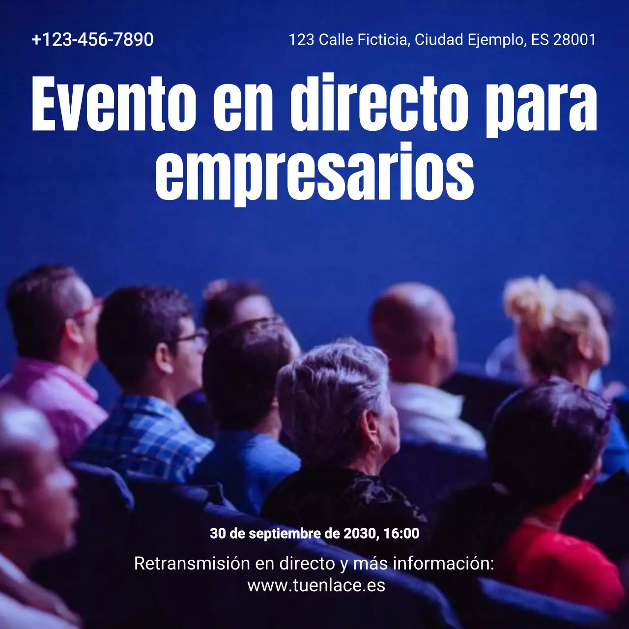 Anuncio del evento para emprendedores profesionales de Blue