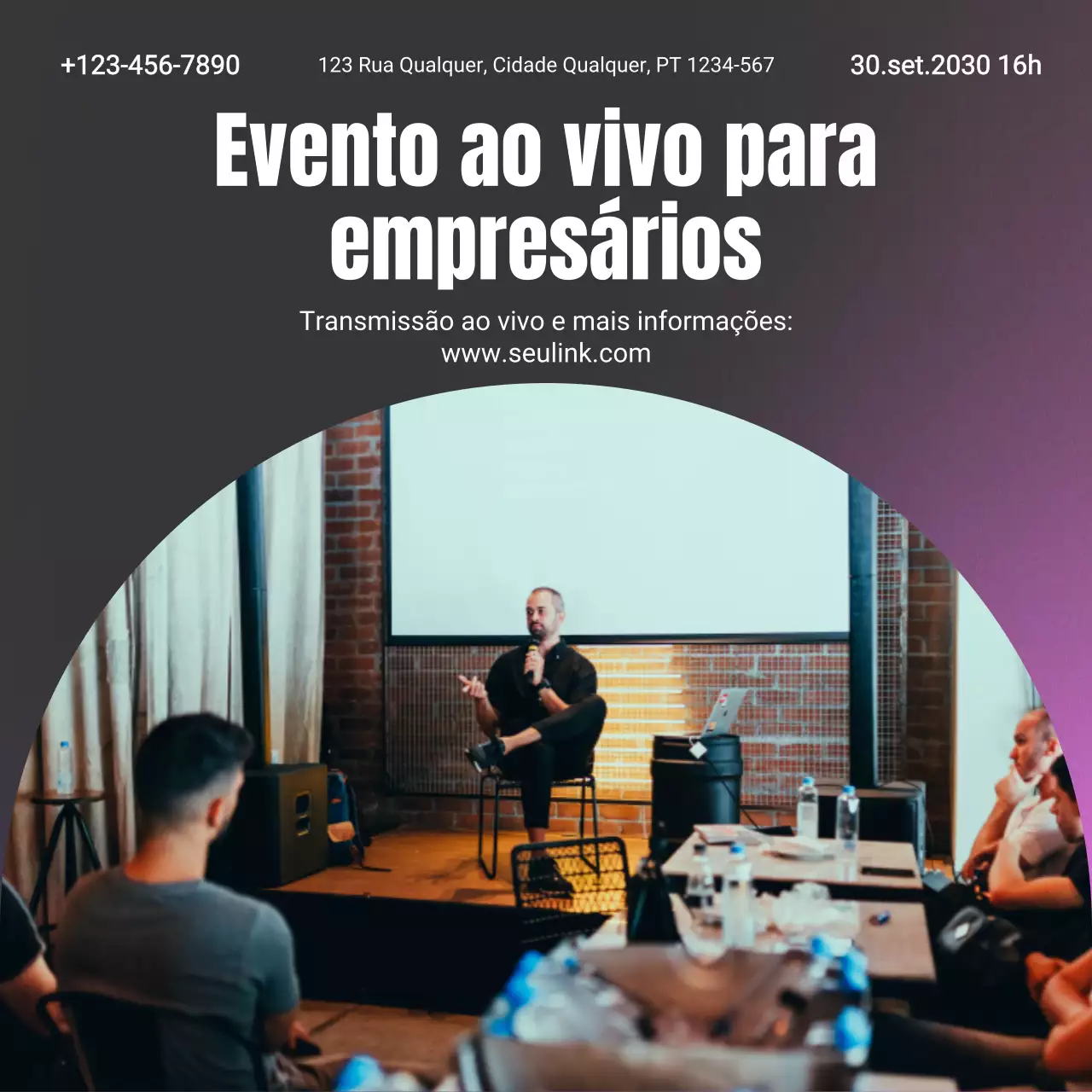Anúncio de evento empresarial moderno