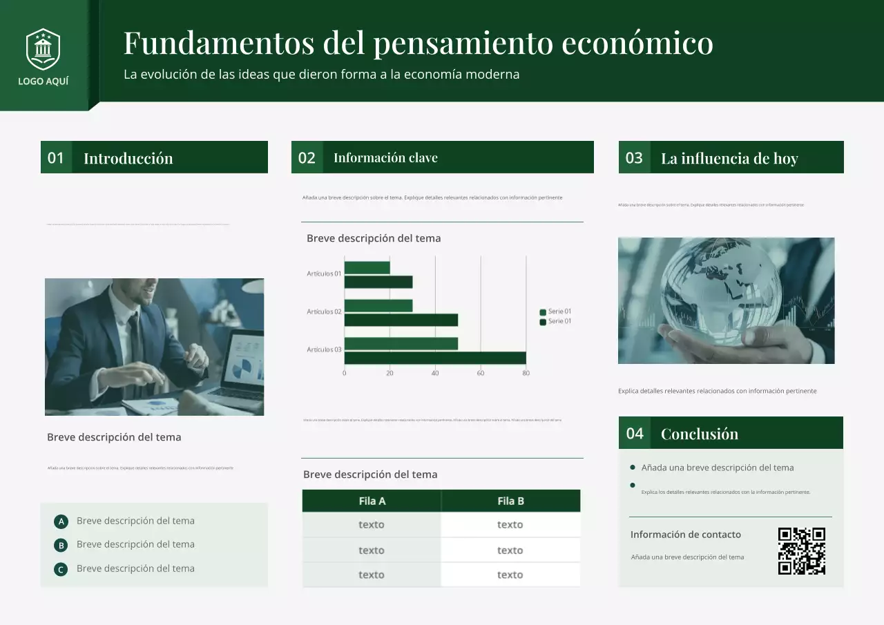 Póster del informe de economía profesional verde