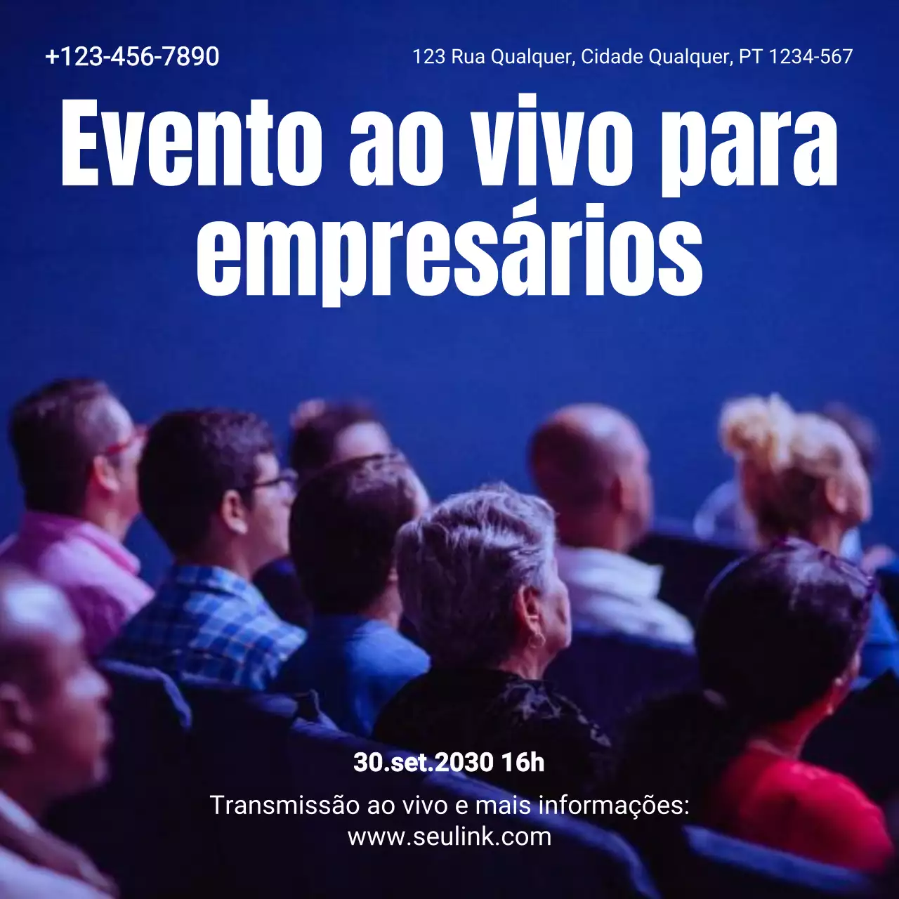 Anúncio do evento para empreendedores profissionais da Blue
