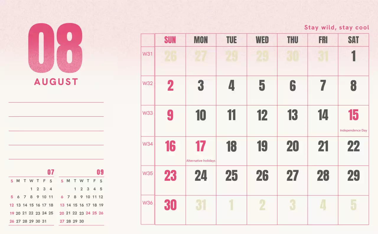 Kalender Sederhana Merah Kalender