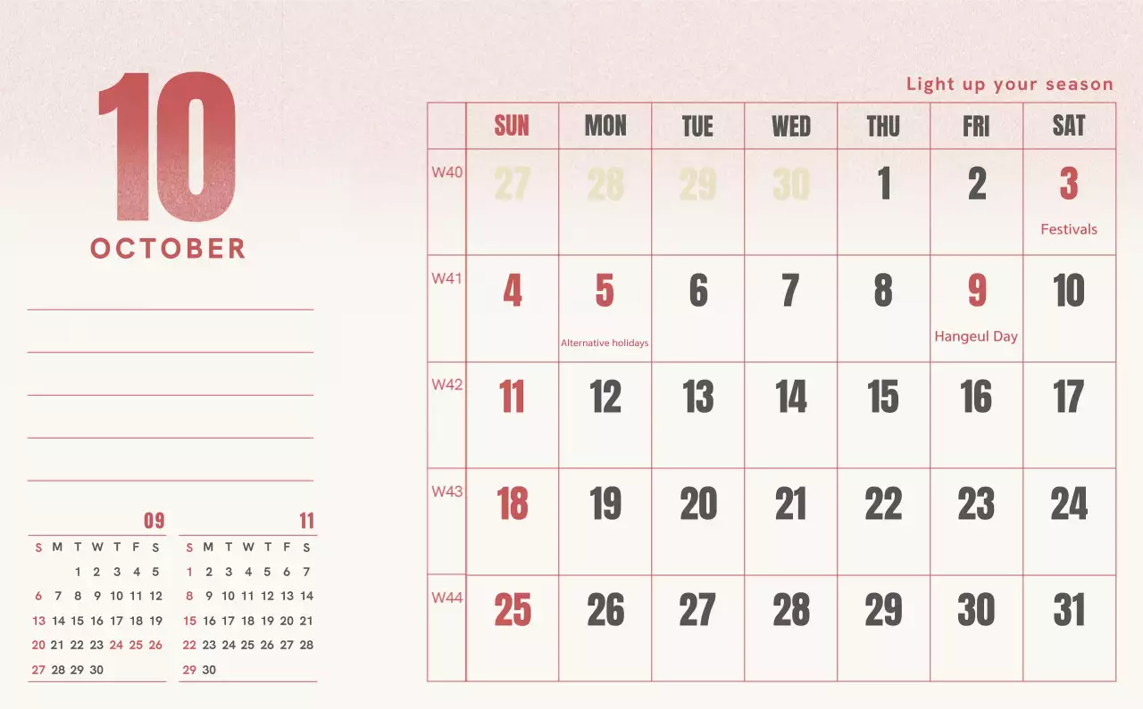 Kalender Sederhana Merah Kalender
