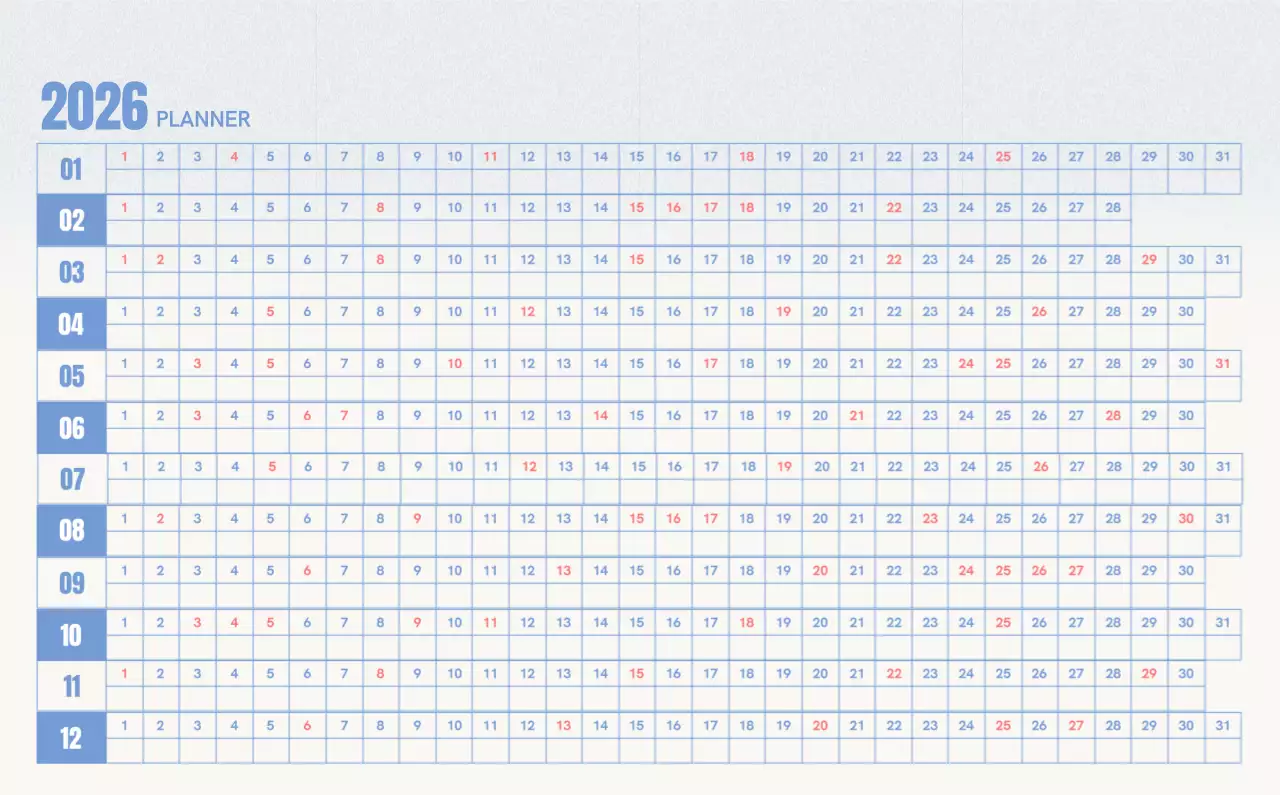 Kalender Sederhana Merah Kalender