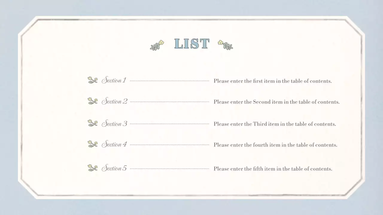 A basic layout with an emotional concept featuring a vintage wallpaper pattern in beige and light blue.