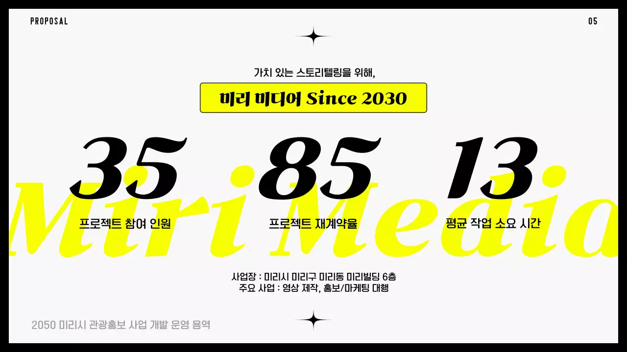 형광 노란색 그라데이션과 라인 컨셉의 입찰 제안서