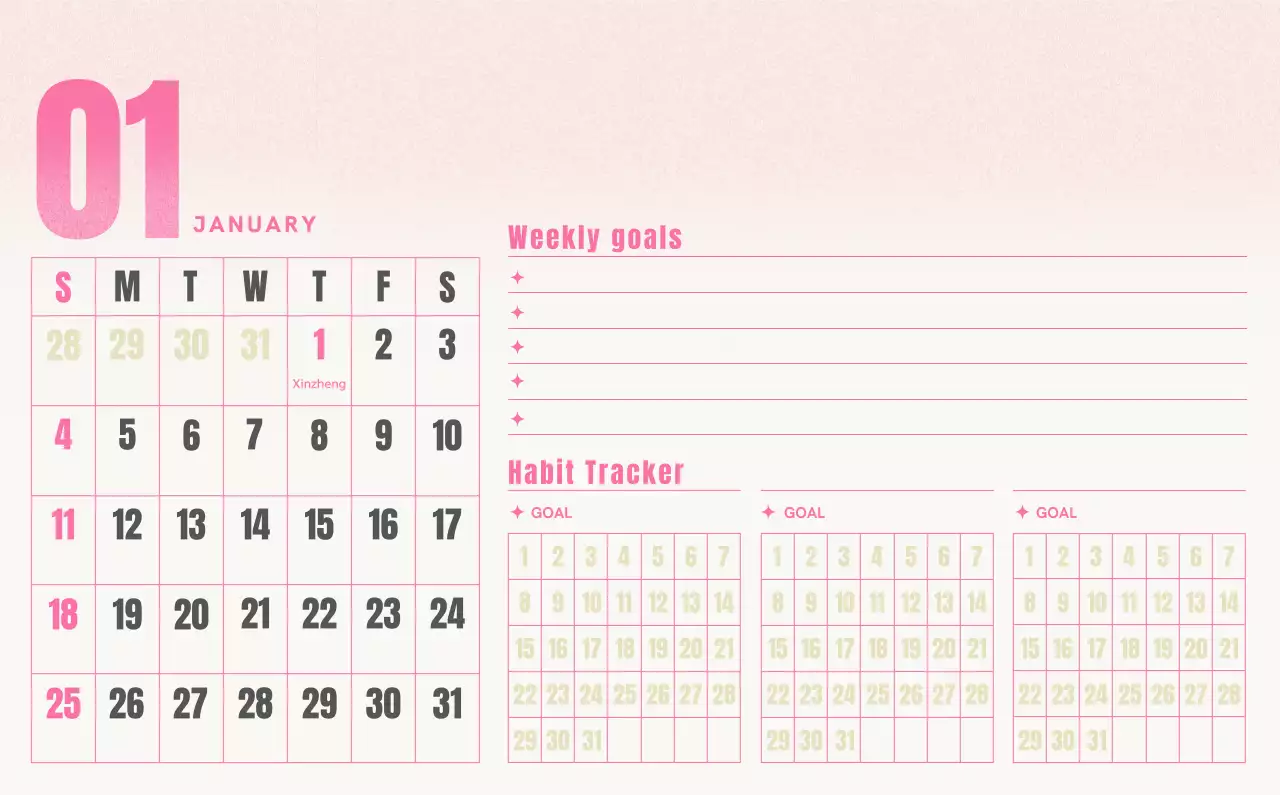 Kalender Sederhana Merah Kalender