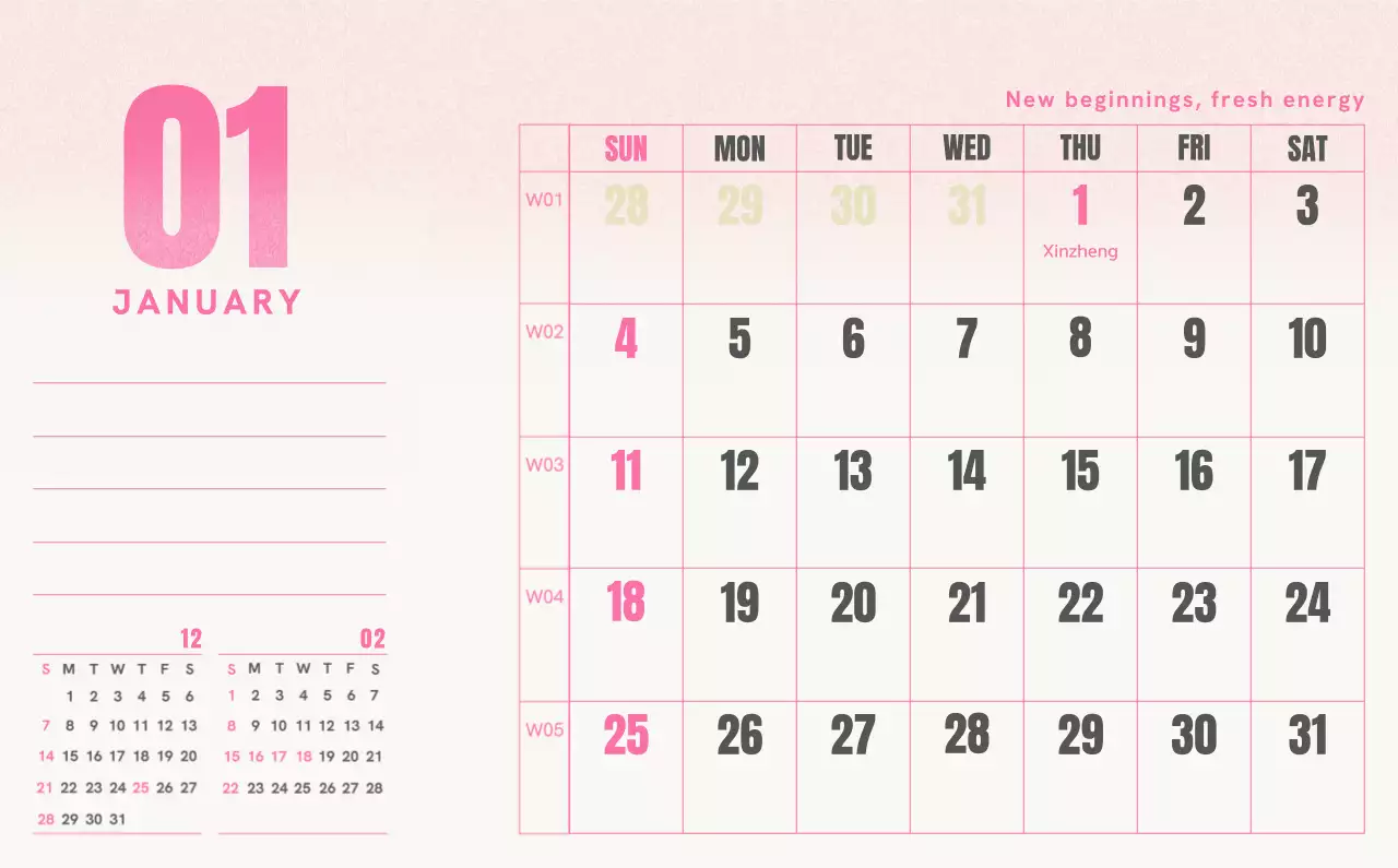 Kalender Sederhana Merah Kalender